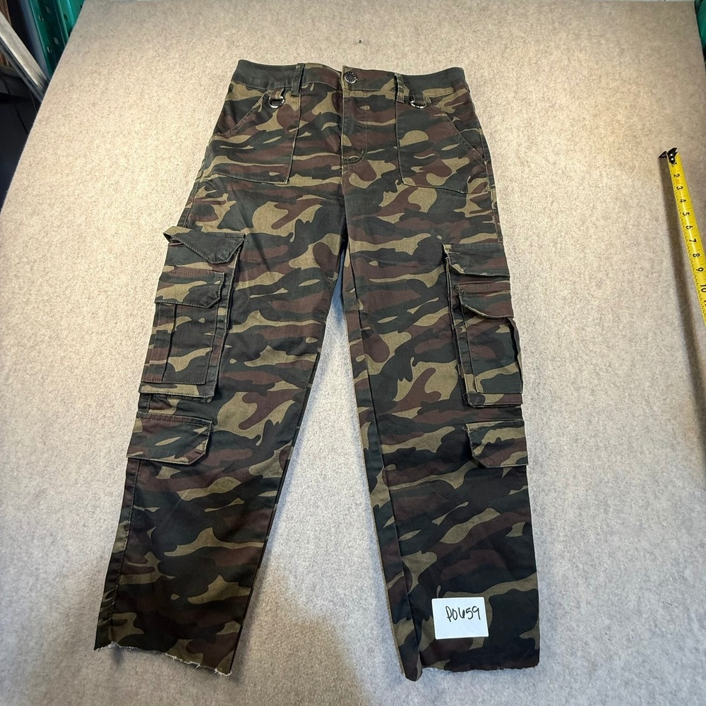 VIP Jeans Womens Camo Cargo Pants Green Brown Woodland Utility Size 11/12